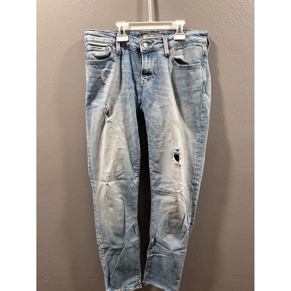 Mavi Jeans Co Emma Slim Boyfriend Distressed Light Wash Jeans 28/32